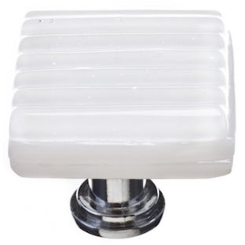 Sietto Hardware - Texture Collection - Reed White Base Knob - Satin Nickel - K-800