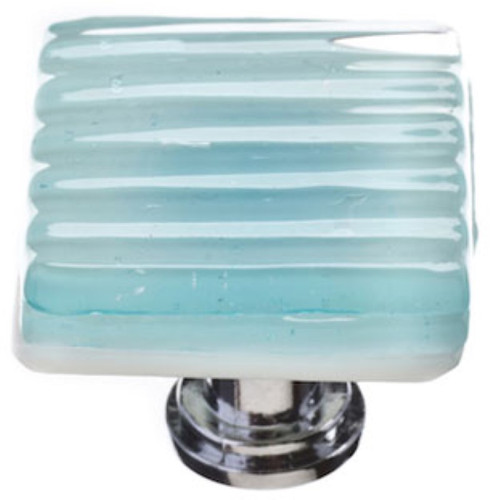 Sietto Hardware - Texture Collection - Reed Light Aqua Base Knob - Satin Nickel - K-801