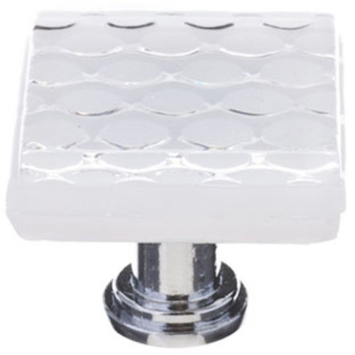 Sietto Hardware - Texture Collection - Honeycomb White Base Knob - Polished Chrome - K-900