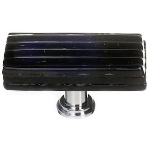 Sietto Hardware - Texture Collection - Reed Black Long Base Knob - Satin Nickel - LK-802