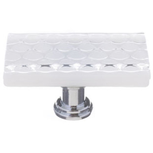 Sietto Hardware - Texture Collection - Honeycomb White Long Base Knob - Polished Chrome - LK-900