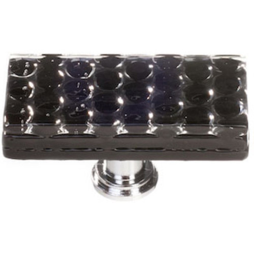 Sietto Hardware - Texture Collection - Honeycomb Black Long Base Knob - Satin Nickel - LK-902