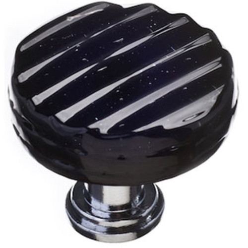 Sietto Hardware - Texture Collection - Reed Black Round Base Knob - Satin Nickel - R-802