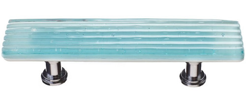 Sietto Hardware - Texture Collection - Reed Light Aqua Base Pull 3" (c-c) - Polished Chrome - P-801