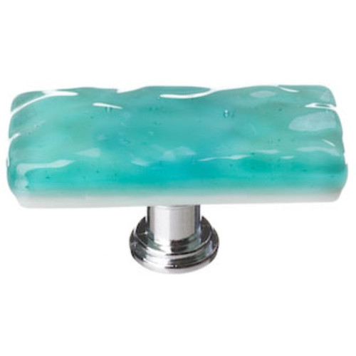 Sietto Hardware - Skinny Glacier Collection - Aqua Long Base Knob - Polished Chrome - SLK-208