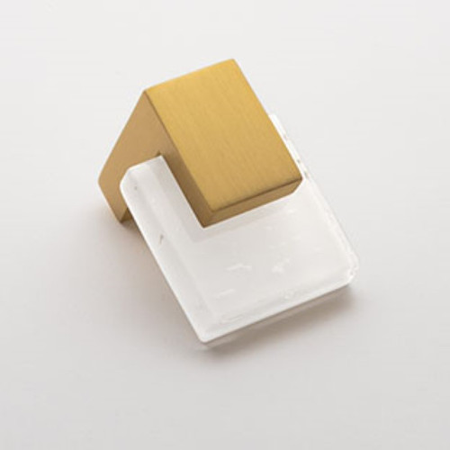 Sietto Hardware - Affinity Collection - White Base Knob - Satin Brass - K-1201