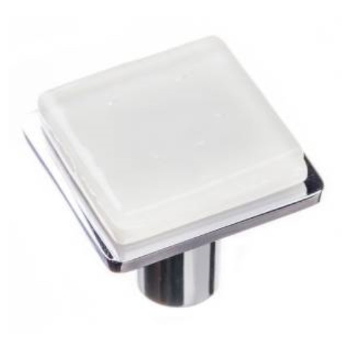 Sietto Hardware - Geometric Collection - Square White On Square Knob - Polished Chrome - K-1300