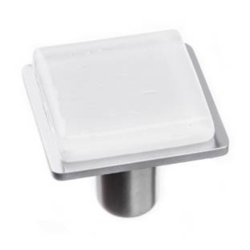 Sietto Hardware - Geometric Collection - Square White On Square Knob - Satin Nickel - K-1300