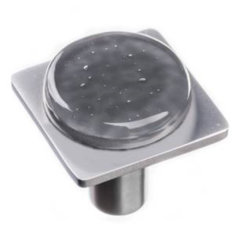 Sietto Hardware - Geometric Collection - Round Slate Grey On Square Knob - Satin Nickel - M-1301