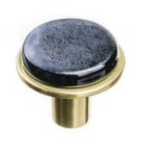 Sietto Hardware - Geometric Collection - Round Irid Black On Round Knob - Satin Brass - R-1302