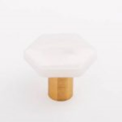 Sietto Hardware - Hexagon Collection - Irid White Base Knob - Satin Brass - K-1700