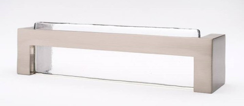 Sietto Hardware - Skyline Collection - Clear Base Pull 128" mm (c-c) - Satin Nickel - P-1800
