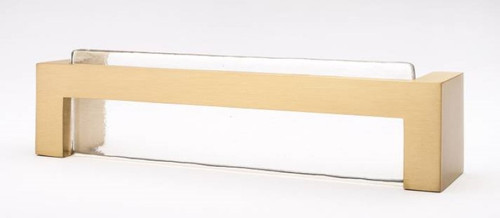 Sietto Hardware - Skyline Collection - Clear Base Pull 128" mm (c-c) - Satin Brass - P-1800