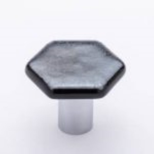 Sietto Hardware - Hexagon Collection - Irid Silve Black Base Knob - Polished Chrome - K-1702