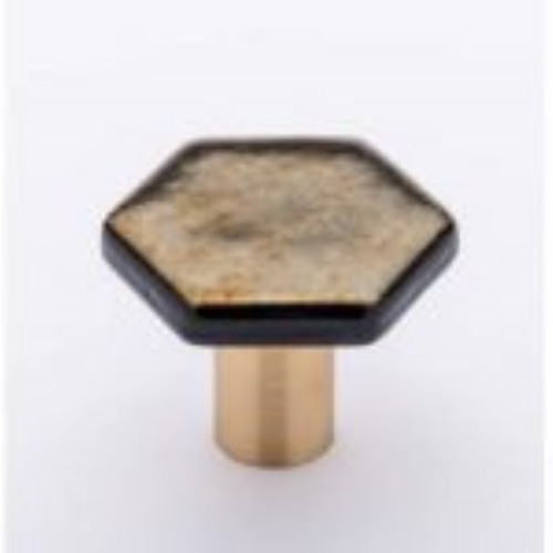 Sietto Hardware - Hexagon Collection - Irid Gold Black Base Knob - Satin Brass - K-1703