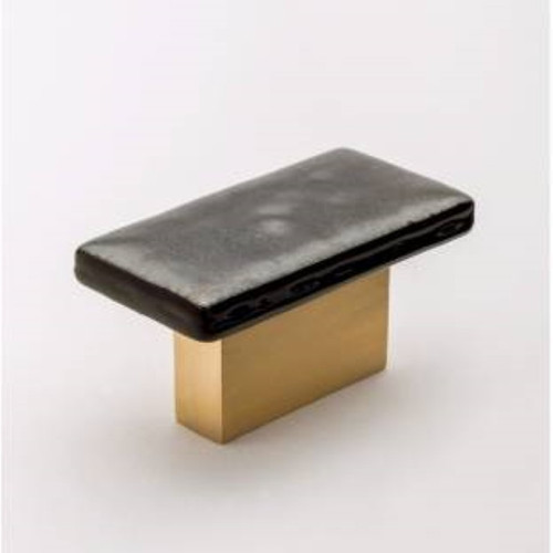 Sietto Hardware - Skyline Collection - Irid Black Base Knob - Satin Brass - K-1802