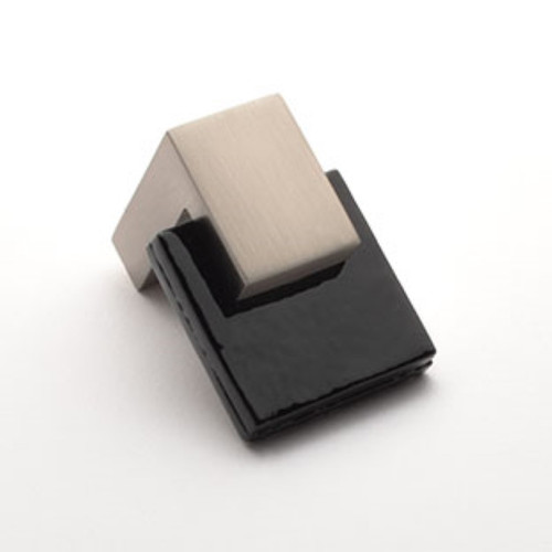 Sietto Hardware - Affinity Collection - Black Base Knob - Satin Nickel - K-1203
