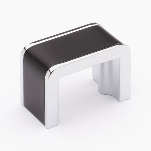 Sietto Hardware - Fusion Collection - Knob Matte Black 1.375" (c-c) - Polished Chrome - K-2000-MB