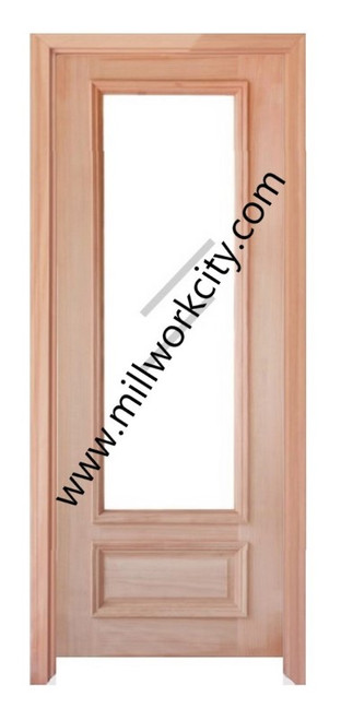 Prestige Entries - Full Lite 1 Lite 1 Panel Single Square<br>Aquatex Insulated Glass<br>1 3/4" x 3'0" W x 8'0" H<br>Mahogany<br>Factory Pre-Hung with 6 9/16" Jambs