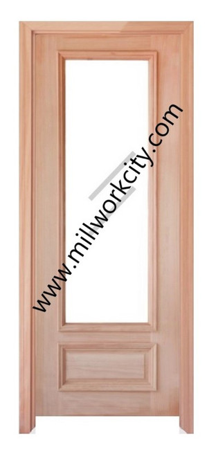 Prestige Entries - Full Lite 1 Lite 1 Panel Single Square<br>Beveled or Flemish Insulated Glass<br>1 3/4" x 3'0" W x 8'0" H<br>Mahogany<br>Factory Pre-Hung with 6 9/16" Jambs