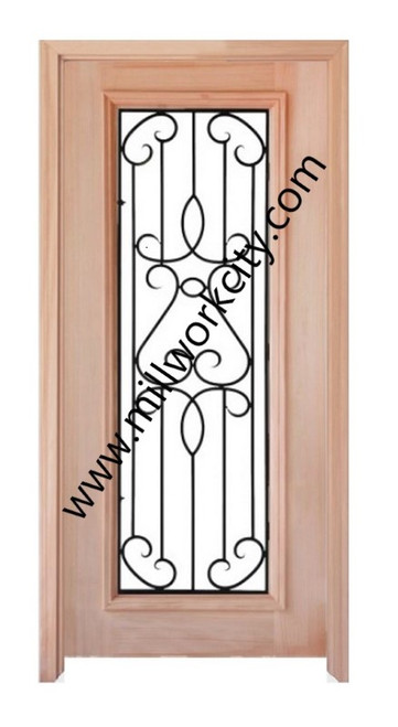 Prestige Entries - Full Lite with Grille and Glass 1 Lite Single Square<br>Beveled or Flemish Insulated Glass<br>1 3/4" x 3'0" W x 6'8" H<br>Mahogany<br>Factory Pre-Hung with 4 9/16" Jambs
