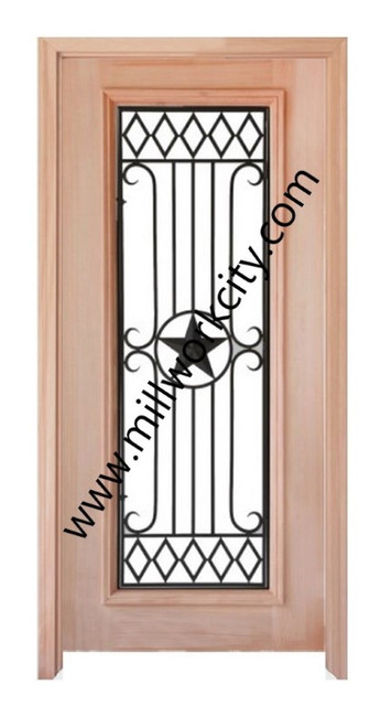 Prestige Entries - Full Lite with Grille and Glass 1 Lite Single Square<br>Beveled or Flemish Insulated Glass<br>1 3/4" x 3'0" W x 6'8" H<br>Mahogany<br>Factory Pre-Hung with 4 9/16" Jambs