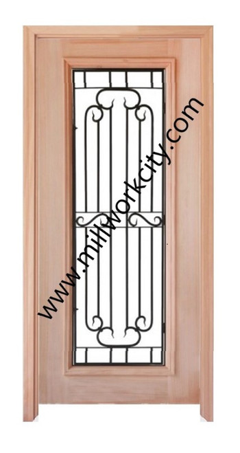 Prestige Entries - Full Lite with Grille and Glass 1 Lite Single Square<br>Reeded Insulated Glass<br>1 3/4" x 3'0" W x 6'8" H<br>Mahogany<br>Factory Pre-Hung with 4 9/16" Jambs