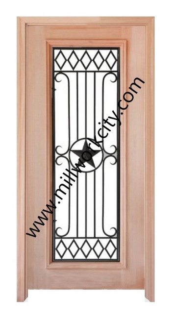 Prestige Entries - Full Lite with Grille and Glass 1 Lite Single Square<br>Reeded Insulated Glass<br>1 3/4" x 3'0" W x 6'8" H<br>Mahogany<br>Factory Pre-Hung with 4 9/16" Jambs