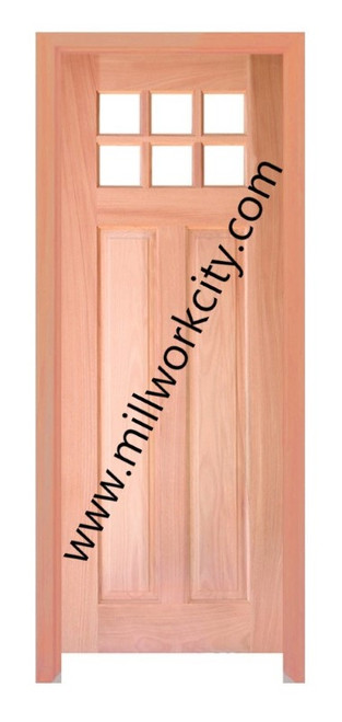 Prestige Entries - 6 Lite 2 flat panel/square sticking craftsman<br>Clear Flat Insulated Glass<br>1 3/4" x 3'0" W x 8'0" H <br>Mahogany<br>Factory Pre-Hung with 6 9/16" Jambs