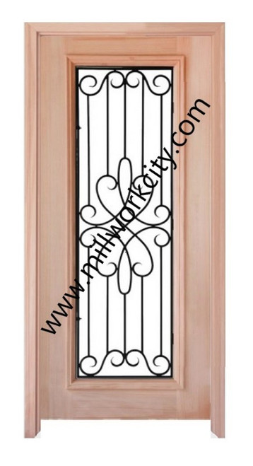 Prestige Entries - Full Lite with Grille and Glass 1 Lite Single Square<br>Clear Insulated Glass<br>1 3/4" x 3'0" W x 6'8" H<br>Mahogany<br>Factory Pre-Hung with 6 9/16" Jambs