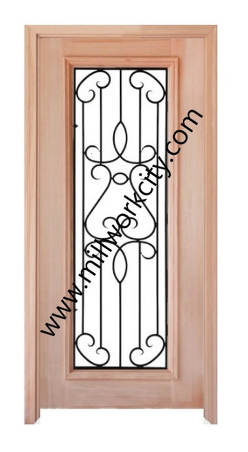 Prestige Entries - Full Lite with Grille and Glass 1 Lite Single Square<br>Bevel Insulated Glass<br>1 3/4" x 3'0" W x 6'8" H<br>Mahogany<br>Factory Pre-Hung with 6 9/16" Jambs