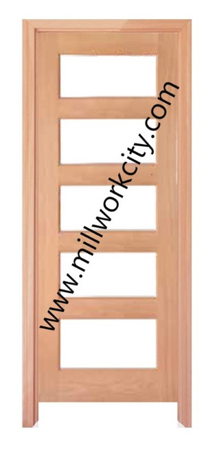 Prestige Entries - 5 Lite Square Top Modern TDL<br> Pattern Insulated Glass<br>1 3/4" x 3'0" W x 6'8" H <br>Mahogany<br>Factory Pre-Hung with 4 9/16" Jambs
