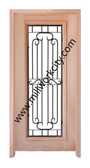 Prestige Entries - Full Lite with Grille and Glass 1 Lite 1 Panel Single Square<br>Cotswold Insulated Glass<br>1 3/4" x 3'0" W x 8'0" H<br>Mahogany<br>Factory Pre-Hung with 4 9/16" Jambs