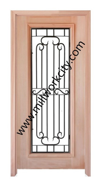 Prestige Entries - Full Lite with Grille and Glass 1 Lite 1 Panel Single Square<br>Beveled or Flemish Insulated Glass<br>1 3/4" x 3'0" W x 8'0" H<br>Mahogany<br>Factory Pre-Hung with 4 9/16" Jambs
