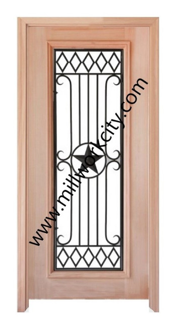 Prestige Entries - Full Lite with Grille and Glass 1 Lite 1 Panel Single Square<br>Beveled or Flemish Insulated Glass<br>1 3/4" x 3'0" W x 8'0" H<br>Mahogany<br>Factory Pre-Hung with 4 9/16" Jambs