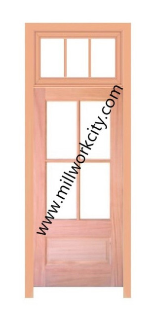 Prestige Entries - 4 Lite 1 Panel Transom Unit<br>Beveled Insulated Glass<br>1 3/4" x 2'6" W x 8'2" H<br>Mahogany<br>Factory Pre-Hung with 4 9/16" Jambs