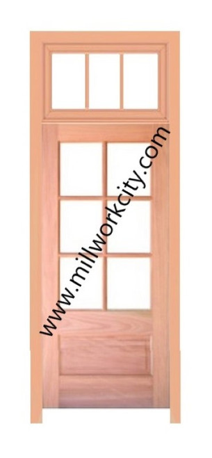 Prestige Entries - 6 Lite 1 Panel Transom Unit<br>Beveled Insulated Glass<br>1 3/4" x 2'8" W x 8'2" H<br>Mahogany<br>Factory Pre-Hung with 4 9/16" Jambs