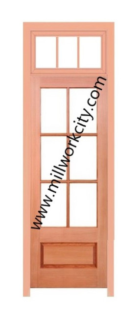 Prestige Entries - 6 Lite 1 Panel Transom Unit<br>Beveled Insulated Glass<br>1 3/4" x 2'0" W x 9'6" H<br>Mahogany<br>Factory Pre-Hung with 4 9/16" Jambs