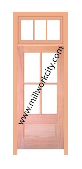 Prestige Entries - 4 Lite 1 Panel Transom Unit<br>Beveled Insulated Glass<br>1 3/4" x 3'0" W x 8'2" H<br>Mahogany<br>Factory Pre-Hung with 4 9/16" Jambs