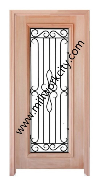 Prestige Entries - Full Lite with Grille and Glass 1 Lite 1 Panel Single Square<br>Clear Insulated Glass<br>1 3/4" x 3'0" W x 8'0" H<br>Mahogany<br>Factory Pre-Hung with 6 9/16" Jambs