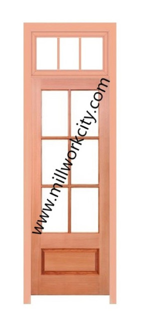 Prestige Entries - 6 Lite 1 Panel Transom Unit<br>Beveled Insulated Glass<br>1 3/4" x 2'6" W x 9'6" H<br>Mahogany<br>Factory Pre-Hung with 4 9/16" Jambs