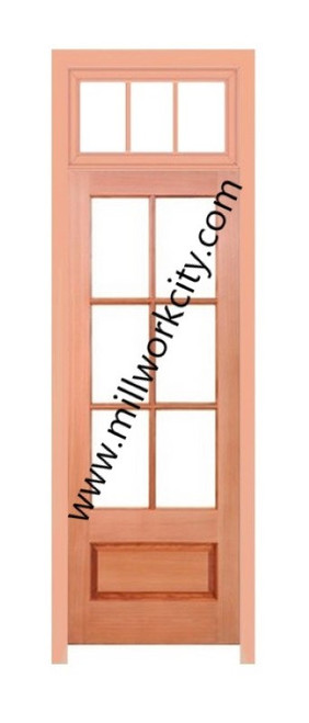 Prestige Entries - 6 Lite 1 Panel Transom Unit<br>Beveled Insulated Glass<br>1 3/4" x 2'8" W x 9'6" H<br>Mahogany<br>Factory Pre-Hung with 4 9/16" Jambs