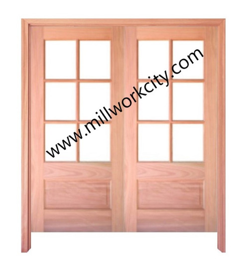 Prestige Entries - 6 Lite 1 Panel<br>Beveled Insulated Glass<br>1 3/4" x 5'0" W x 6'8" H<br>Mahogany<br>Factory Pre-Hung with 4 9/16" Jambs