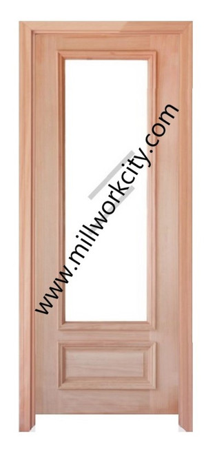 Prestige Entries - Full Lite 1 Lite 1 Panel Double Square<br>Clear Insulated Glass<br>1 3/4" x 6'0" W x 8'0" H<br>Mahogany<br>Factory Pre-Hung with 4 9/16" Jambs