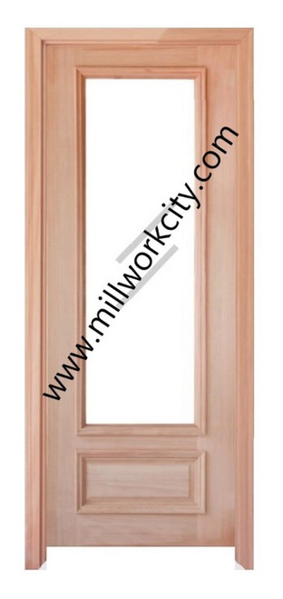 Prestige Entries - Full Lite 1 Lite 1 Panel Double Square<br>Cotswold Insulated Glass<br>1 3/4" x 6'0" W x 8'0" H<br>Mahogany<br>Factory Pre-Hung with 4 9/16" Jambs