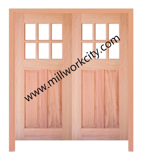 Prestige Entries - 6 Lite 2 flat panel/square sticking craftsman<br>Clear Flat Insulated Glass<br>1 3/4" x 6'0" W x 6'8" H <br>Mahogany<br>Factory Pre-Hung with 6 9/16" Jambs
