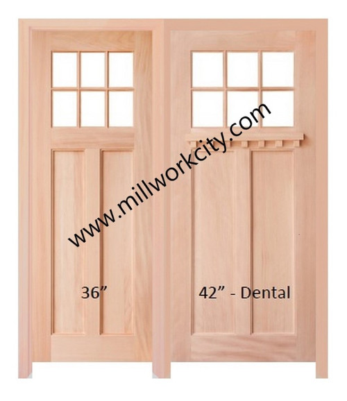 Prestige Entries - Craftsman 6 Lite 2 Panel Double Square<br>Beveled Insulated Glass<br>1 3/4" x 6'0" W x 8'0" H<br>Alder<br>Factory Pre-Hung with 4 9/16" Jambs
