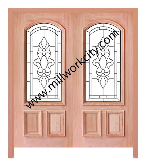 Prestige Entries -2/3 Lite <br>Decorative Triple Glazed Glass<br>1 3/4" x 6'0 W x 6'8 H 47-3/4" Glass <br>Mahogany<br>Factory Pre-Hung with 4 9/16" Jambs