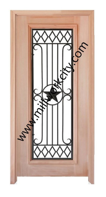 Prestige Entries - Full Lite with Grille and Glass 1 Lite Double Square<br>Reeded Insulated Glass<br>1 3/4" x 6'0" W x 6'8" H<br>Mahogany<br>Factory Pre-Hung with 4 9/16" Jambs