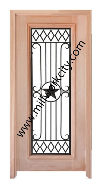 Prestige Entries - Full Lite with Grille and Glass 1 Lite Double Square<br>Reeded Insulated Glass<br>1 3/4" x 6'0" W x 6'8" H<br>Mahogany<br>Factory Pre-Hung with 6 9/16" Jambs